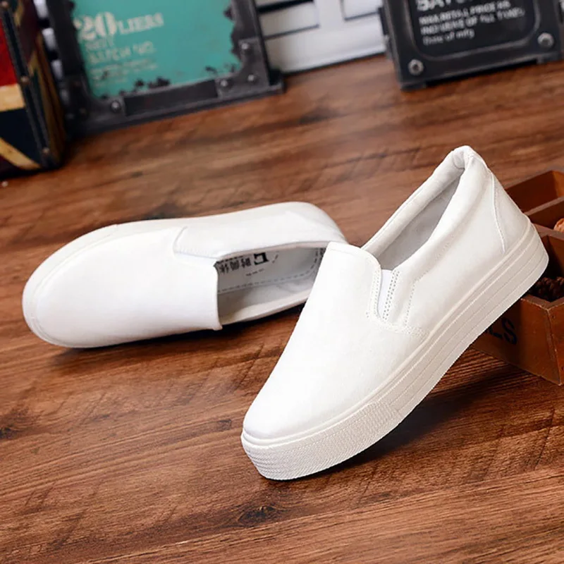 

Fashion Shoes Women Vulcanize Slip-on Casual Loafer Shoes Female Solid Color Platform Flats Confort Breathable cavans Sneakers