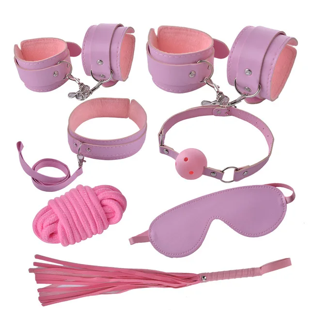 7 Pcs/set Sexy Adult Game PU Leather BDSM Sex Bondage Set Hand Cuffs Footcuff Whip Rope Blindfold Erotic Toys For Couples | Красота и