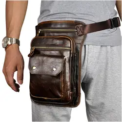Натуральная кожа Для мужчин Дизайн Повседневное Посланник плеча Sling Bag Мода многофункциональный пояс упаковка падение ноги сумка талии