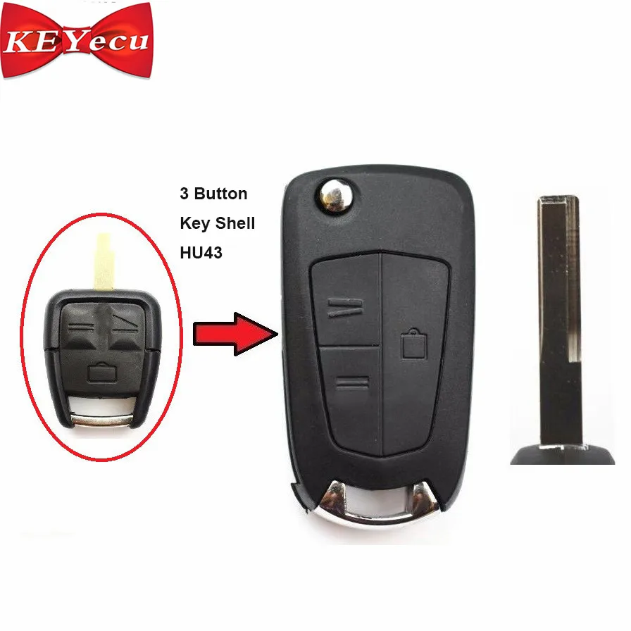 

KEYECU Folding Remote Control Key Shell Case Fob 3B for Vauxhall Opel Vectra Signum Frontera Omega Tigra Meriva Corsa Combo HU43