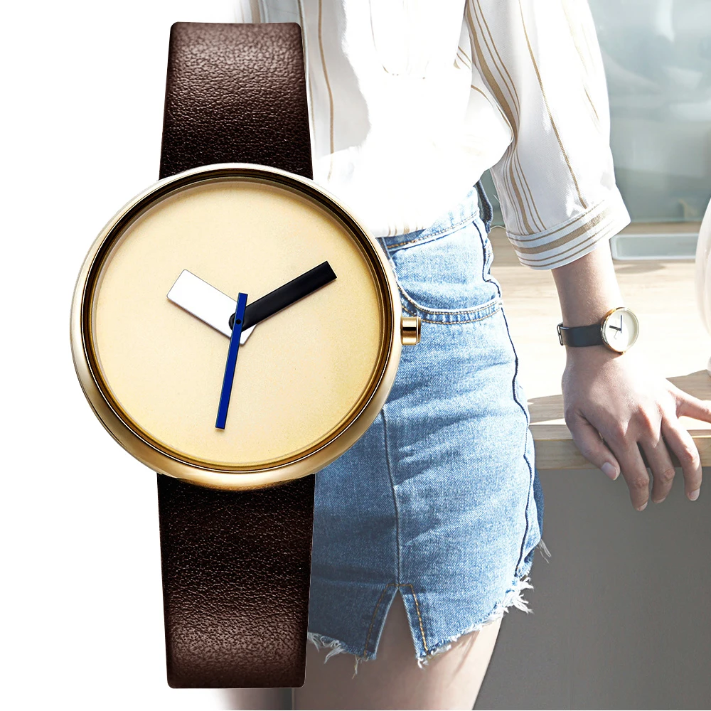 Fashion Ladies Watches Female Thin Leather Strap Quartz Watch Shengke