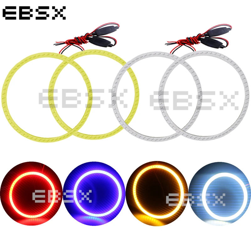 

EBSX 2 pairs Car Halo Ring COB 60MM 70MM 80MM 90MM 100MM 110MM 120MM Angel Eyes 12V/24V DC White Red Blue Yellow Car Day Light