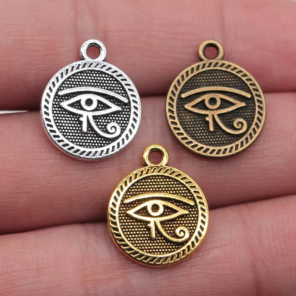 

WYSIWYG 6pcs 15mm Charm Eye Of Horus 3 Colors The Eye Of Horus Charms Double Sided Eye Pendant Charms For Jewelry Making