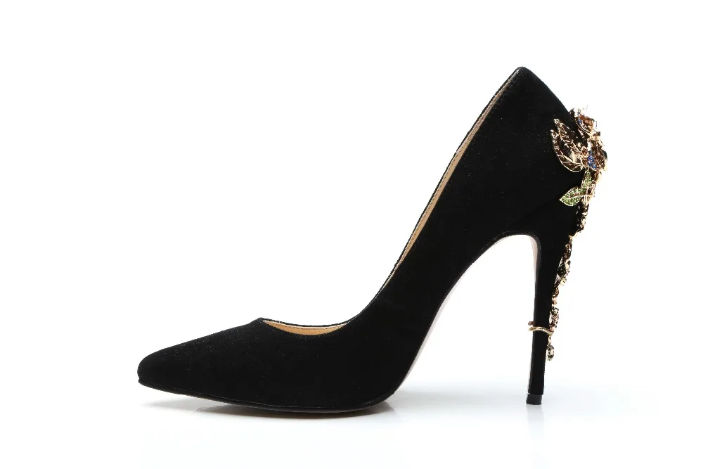 

Rhinestone Stiletto High Heels Beaded Crystal Pumps Pointed Toe Sheepskin Slip-on Female Bridal Wedding Luxury Shoes Woman 2018