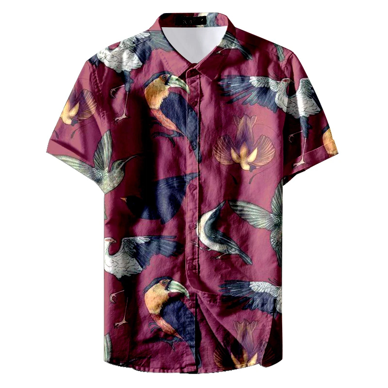 Гавайская Мужская рубашка с милым и забавным животным принтом, Мужская модная гавайская рубашка с коротким рукавом, крутая летняя рубашка - Цвет: Style3