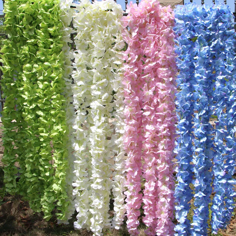 150cm Artificial Fake Silk Hydrangea Garland Plants Vine Flower Wedding Hanging Garland Banners