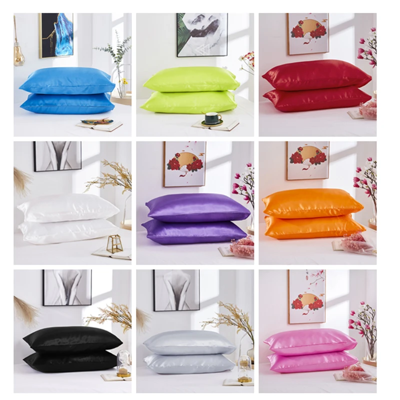 

Simple Pillowcase Sarung Bantal Cardar Satin Pillow Cover Faux Silk 19 Colors Bedding Pillow Case