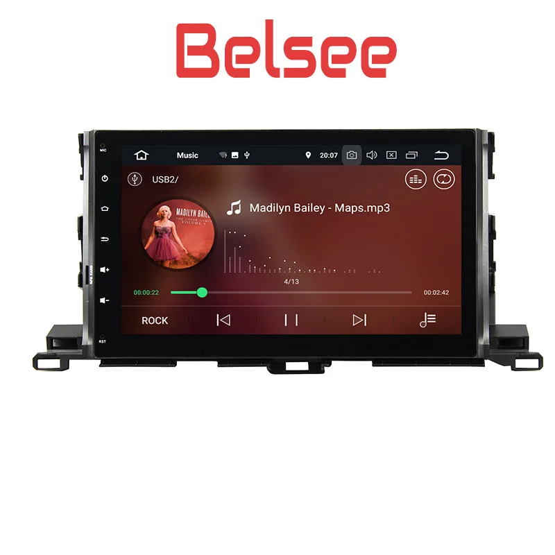 Автомагнитола Belsee для Toyota Highlander 4 3 дюймовый IPS экран Android 10 1 Гб Wi Fi Bluetooth GPS