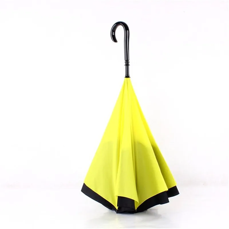 Двойной слой ветрозащитный обратный зонтик странного ветра двойной зонтик из костного волокна перевернутые Зонты - Цвет: Цвет: желтый