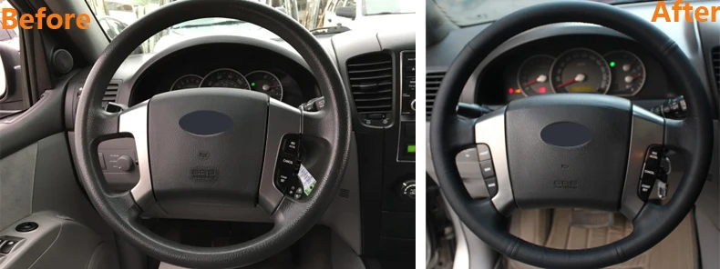 MEWANT for 2004 2005 2006 2007 2008 Kia Sorento Black Artificial Leather Car Steering Wheel Covers-1