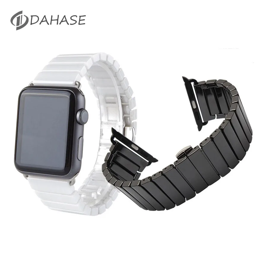 

Butterfly Buckle Ceramic Strap for Apple Watch Band Ceramic Link Bracelet for iWatch Series 2 1st 38mm 42mm Watchband