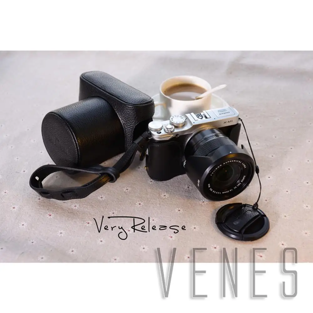 Camera Case Bag Cover Protector Hand-made Black Leather Half  Suit For Fujifilm XM1 XA2 XA1