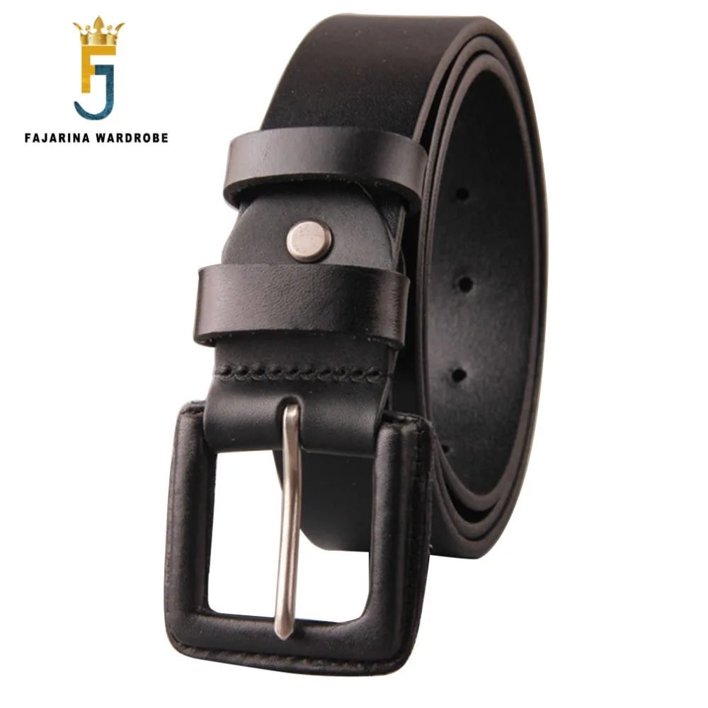 

FAJARINA Unisex Quality Unique Retro Belts Jeans Geunine Leather Cover Alloy Buckle Cow Skin Belt for Men Women N17FJ185