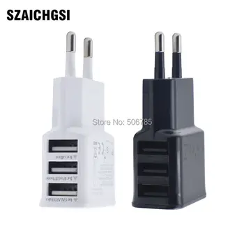 

SZAICHGSI Universal 2A 3 USB Ports EU Plug Wall Charger Adapter for Samsung galaxy mobile phone black white wholesale 200pcs/lot