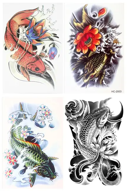 4 Pcs/set Waterproof Temporary Japanese Carp Body Art Beauty Makeup Tattoo Stickers 4 Pcs/set Waterproof Temporary Japanese Carp Body Art Beauty Makeup Tattoo Stickers