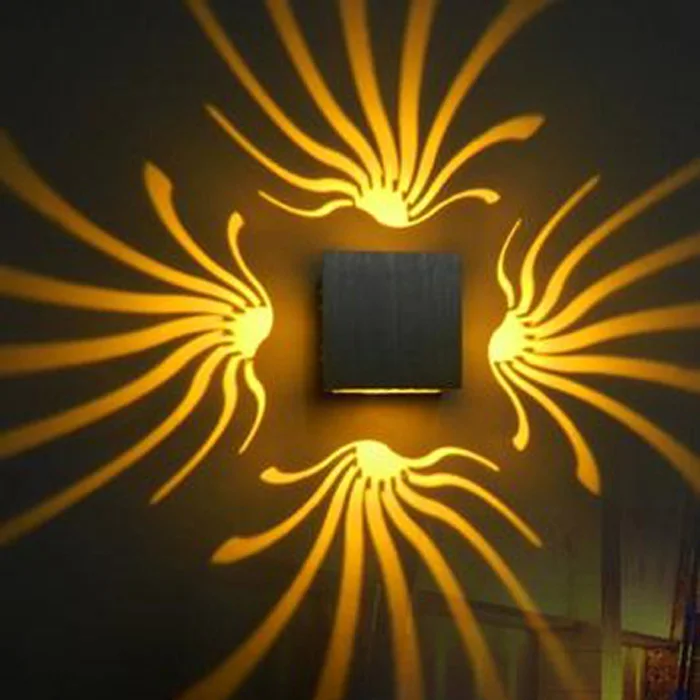 

AC110V 220V Projection light 3x1W LED Wall lamp four side light Sconce LED Wall-Mounted Sconce Light indoor Decoration Light
