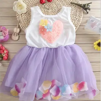 

2020 Summer Dress Petals Hem Tutu Party Baby Dresses Newborn Cotton Baby Girls Clothing Chiffon Girl Floral Princess Dresses