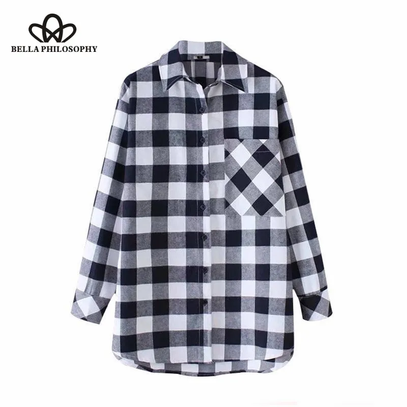 Wonder 2018 new autumn vintage plaid printing casual chic blouse ladies office wear long sleeve basic femininas blusas tops