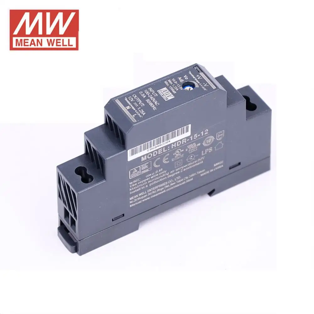 Оригинал MEAN WELL HDR-15W ультра тонкий 5 в 12 В 15 24 din-рейка блок питания 86-264VAC вход Вт DR