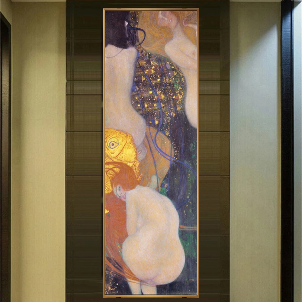 Gustav Klimt золотые рыбки настенные картины репродукция Gustav Klimt настенный Арт холст Куадрос картина для гостиной настенный Декор