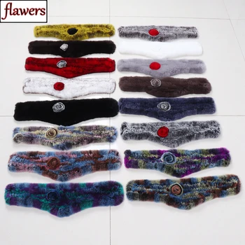 

Winter Lady Knit 100% Genuine Real Rex Rabbit Fur Scarf Quality Rex Rabbit Fur Muffler Women Warm Natural Rex Rabbit Fur Scarves