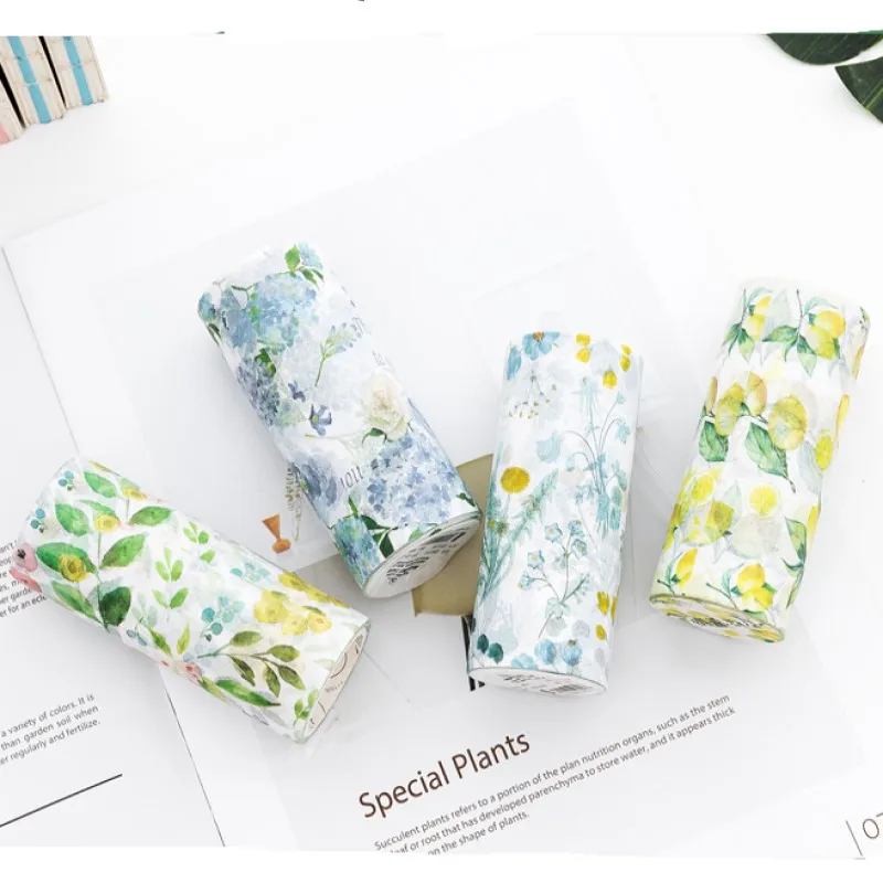 

4patterns wide 70mm cute friut plant washi tape lemon flower blue leaf paper masking tapes adhesive scrapbooking stationery