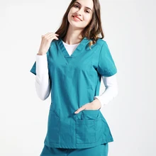 Женские Бесконечность V шеи наборы скрабов Уход Униформа медицинские скрабы доктор дантист спецодежда медицинская одежда топ и брюки премиум