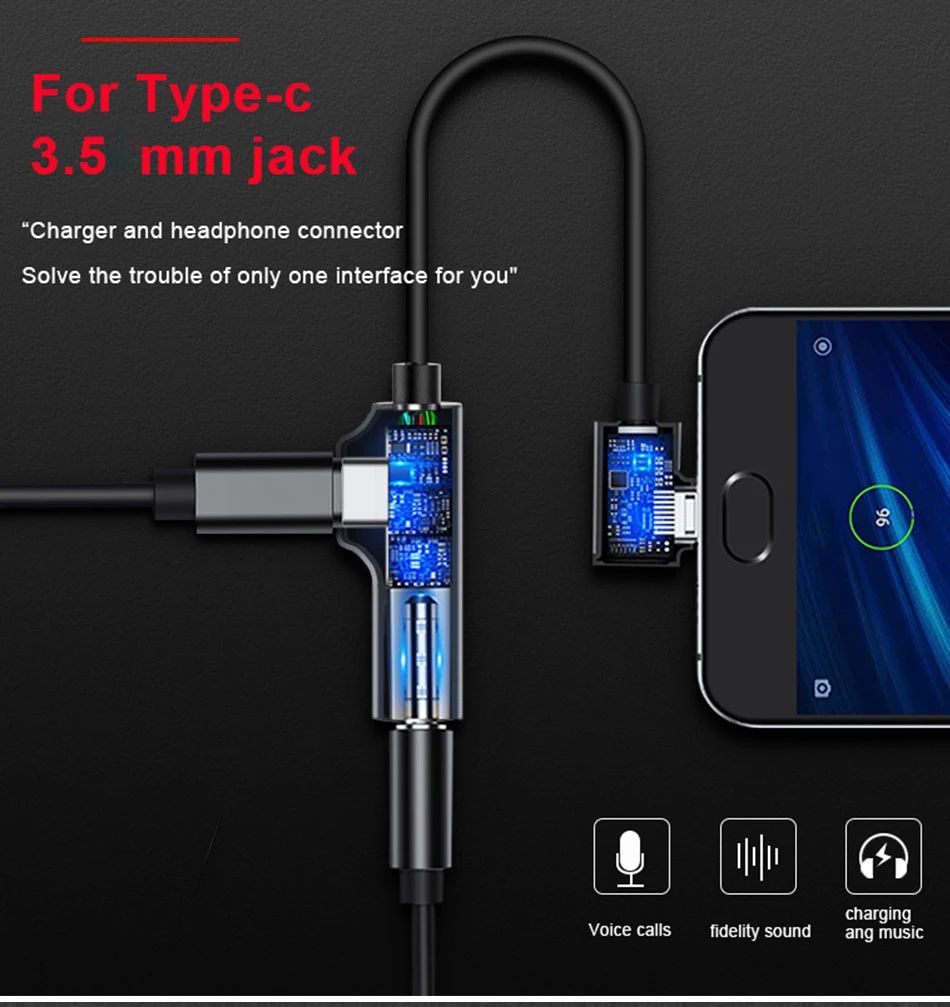 !ACCEZZ USB Type C Earphone Connector For Xiaomi Mi 6 5 Huawei Mate 10 Pro Fast Headphone Jack Splitter Charging Audio Adapter (3)