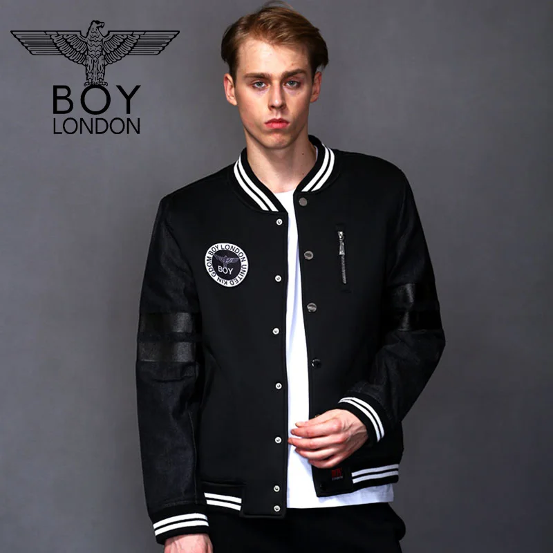 BOY LONDON Denim Patchwork Baseball Coats Men Single