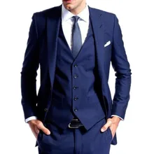 Новые модные мужские формальные костюмы на заказ Жених заостренный лацкан slim fit темно-синий костюм свадебный балзер 3 шт мужской костюм