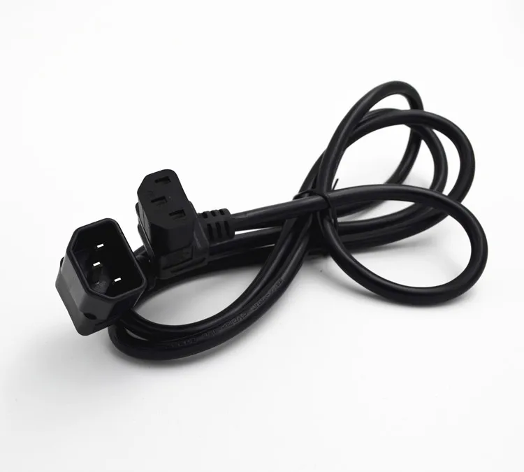 

IEC C14 Male to C13 Female Cord, C13 to C14 Dual Down Angle Right Angle Power Cable About 0.6M 1 PCS
