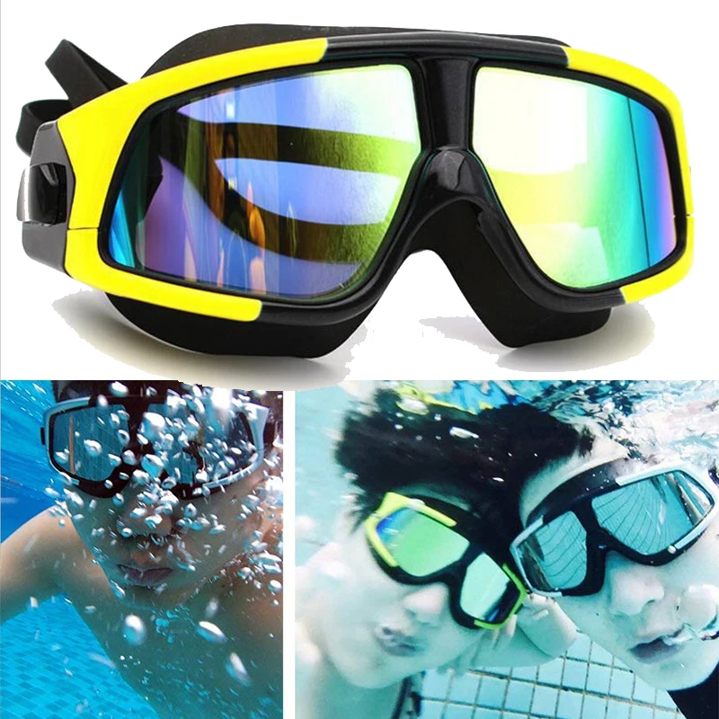 

Polarized Swimming Glasses Anti-Fog Large Frame Silicone Swim Goggles mens Waterproof Swim Diving Fack Mask Eyewear