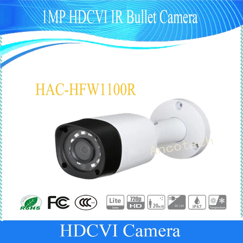 

Free Shipping DAHUA 1MP 720P IR Waterproof HDCVI Bullet Camera Outdoor Camera with Fixed Lens DH-HAC-HFW1100R