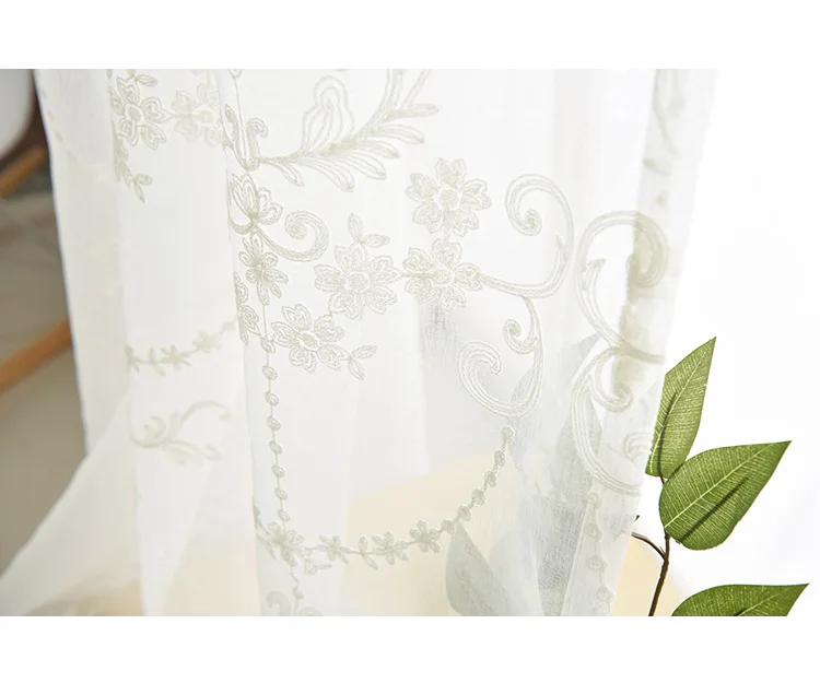 Вышитый Белый Тюль, занавески для гостиной, европейская вуаль, отвесные занавески для окна, спальни, кружевные занавески, ткань