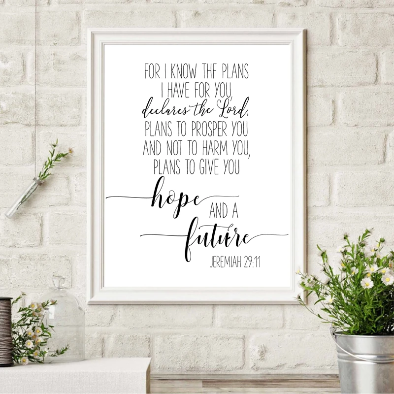 Super Bible Verse Art Jeremiah 29:11 Quote Canvas Poster Prints WX-59