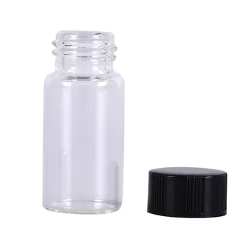

5pcs/lot Lab Glass Vials Small Cute Bottles Clear Containers Transparent Glass Bottle With Black Screw Cap 5ml
