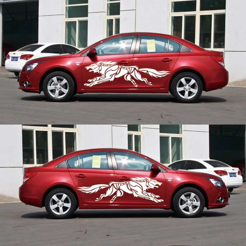 Personality car styling Wolf Totem full body car stickers garland