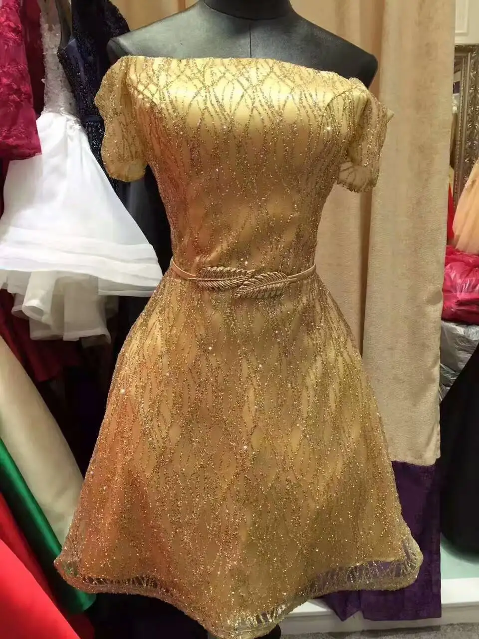 

5yards yan001 champagne gold glued glitter hand print french tulle mesh lace for show/wedding/evening dress/party.