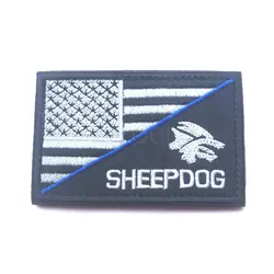 Вышивка патч армейский Флаг США овчарка синяя линия тактические нашивки, боевой дух эмблема военные значки аппликации вышитые нашивки