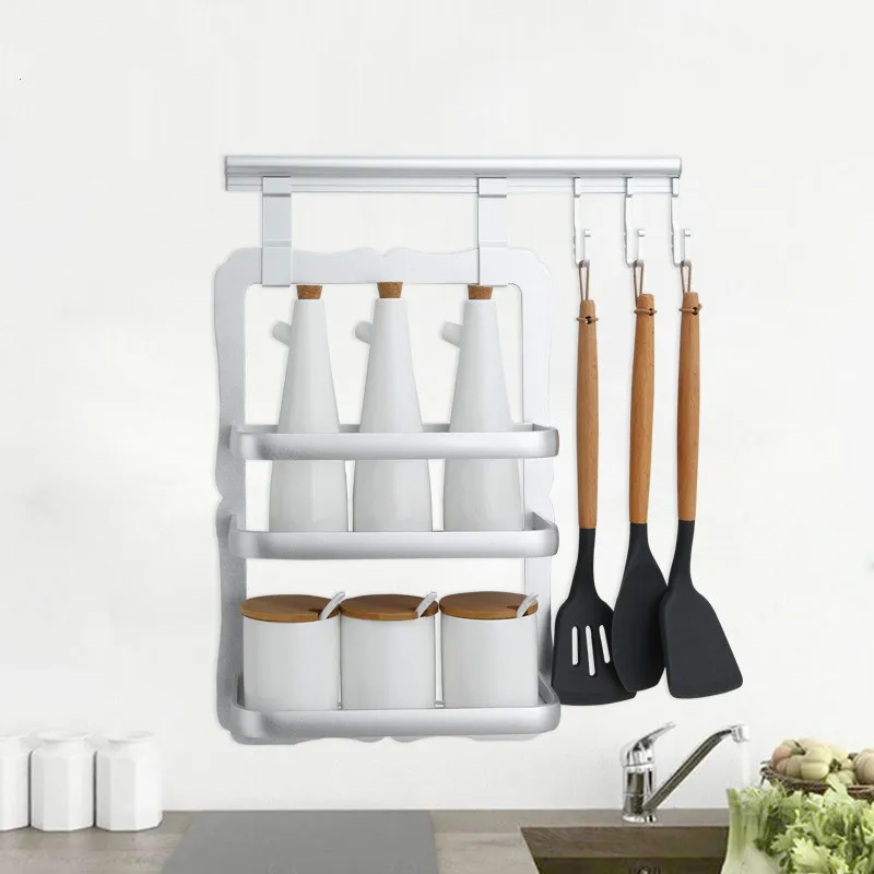  Avoid holing kitchen shelf hanging spice rack seasoning receive kitchen hang lever hook on the wall - 32870666033