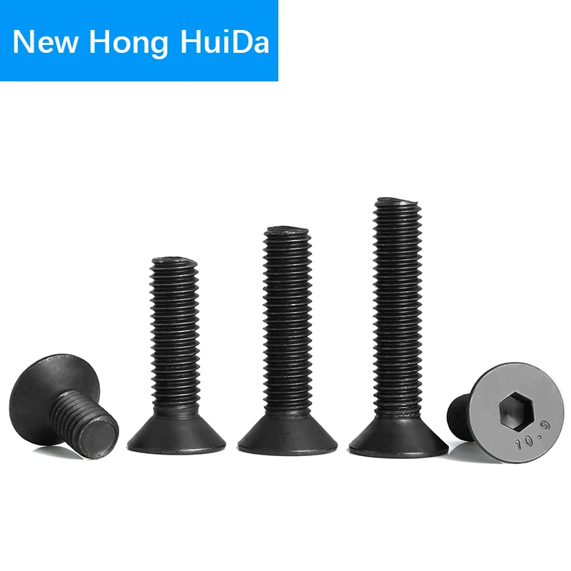 Black Hex Flat Head Socket Cap Machine Screw Countersunk Thread Metric Bolt Grade 10.9 Alloy Steel M2