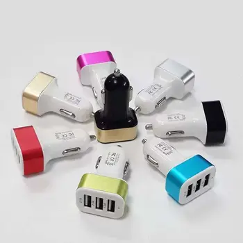 

200pcs/lot* aluminum alloy Universal 3 USB Port 5.1A usb Car Charger power adapter DC12V 24V for iPhone plus ipad pro samsung