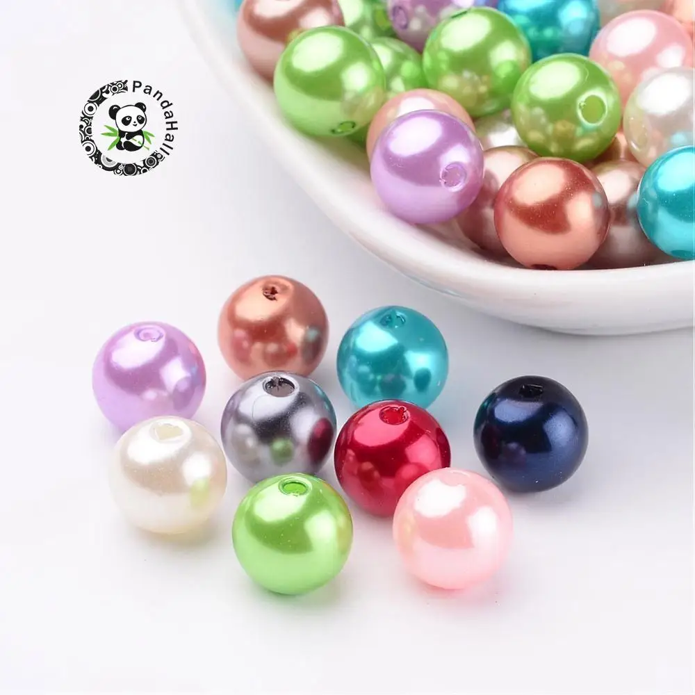 Colorful Round Acrylic Pearl Beads, IMardi Gras Beads, Mixed Color
