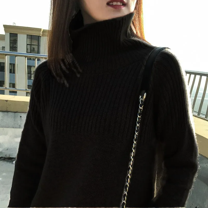 Зимний свитер женский Водолазка Модный женский свитер вязаный пуловер Плюс Размер кашемировый свитер женский Топ свитер