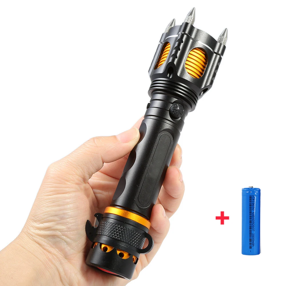 PANYUE 1000LM LED Security Tactical Flashlight Self Defense Multifunction  Outdoor Survival Torch XML T6 Torchlight