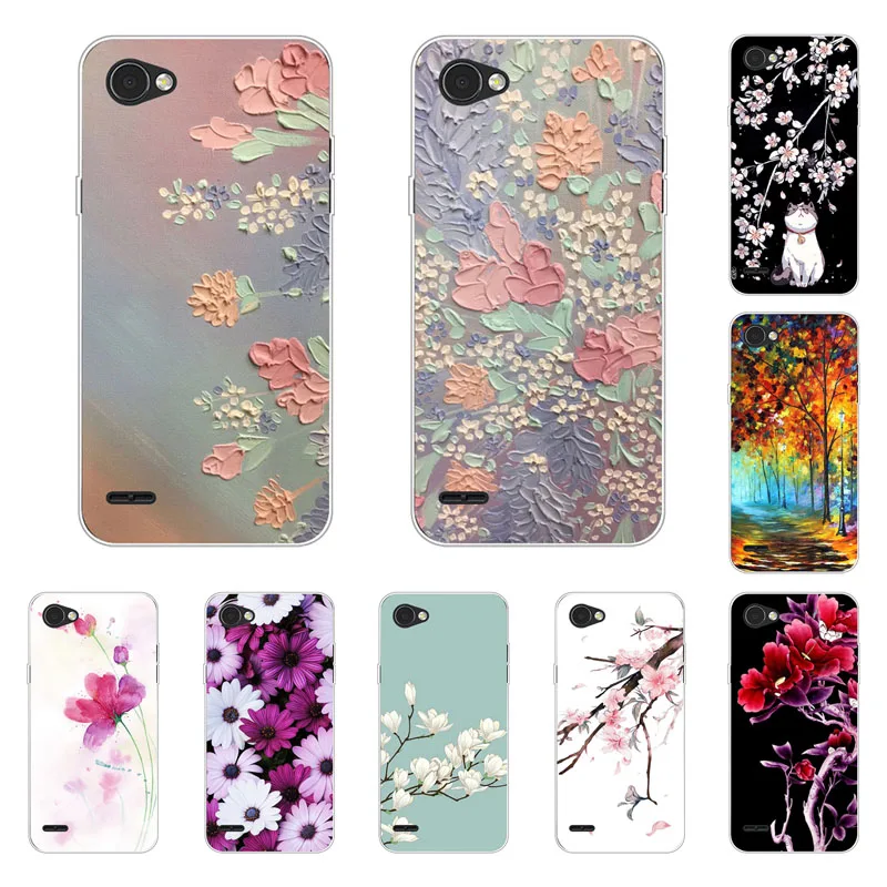 LG Q6 Case,Silicon Full flower Painting Soft TPU Back Cover for LG Q6 Phone bags