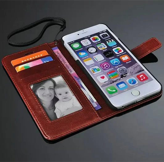 Чехол книжка из натуральной кожи с рамкой для iPhone 6 6s plus 5 дюйма|case for iphone|flip casecase