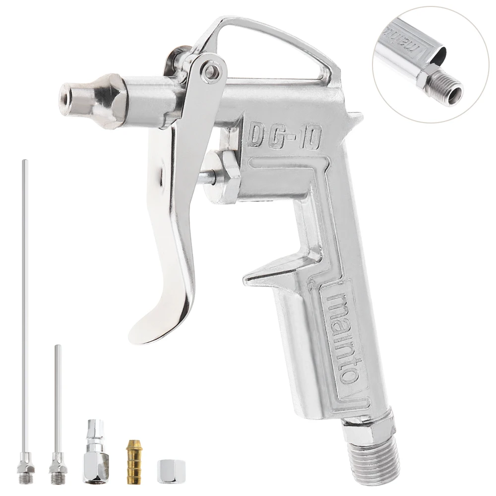 Mini Pneumatic Blowing Dust Spray Gun with 7.5mm Air Inlet Port and 3pcs Nozzle for Leather Oiling Wall Painting Refinish