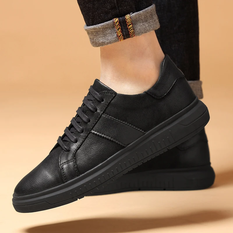 Black Calçado De Masculinos Homem Lace Moda Primavera Sapatos Homens Outono Couro Mocassins Respirável K3 Casual Genuíno up HPatq