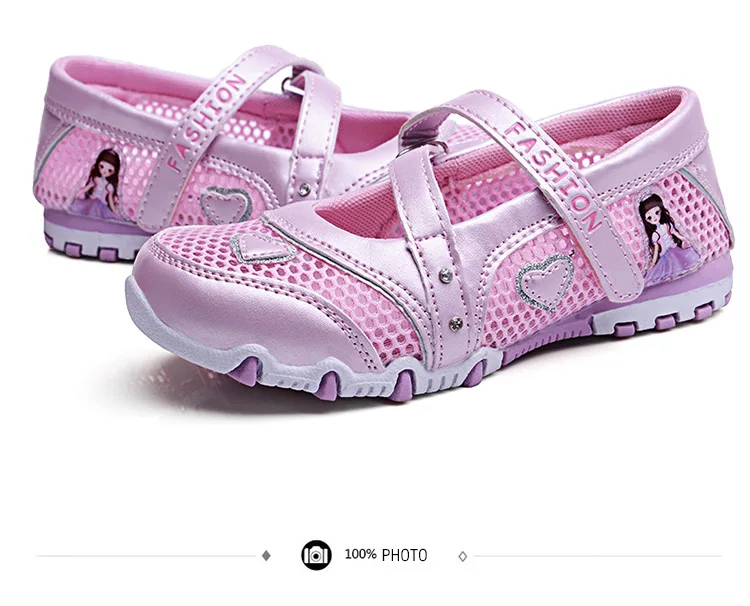 UOVO Spring Shoes For Kids Girls Princess Shoes 2020 Breathable Mesh Shoes For Little Girls Cartoon Flats Children Size 27#-33#